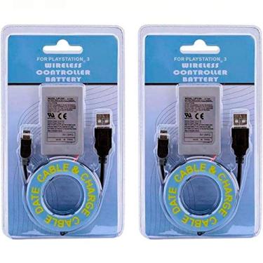 Imagem de Kit C/ 2 Baterias Para Controle Ps3 Lip1359 1800mah + Cabo Usb
