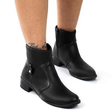 Imagem de Bota Casual Feminina Moderna Dia A Dia Zíper Lateral Cano Curto Salto Baixo Confortável-Feminino