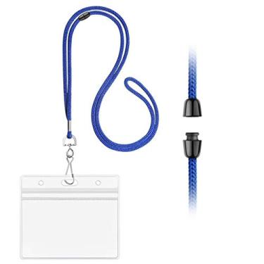 Imagem de Cordão Breakaway para crachás de identificação, suporte de crachá de identificação horizontal, plástico transparente, impermeável, resistente, porta-cartões de identificação, cordão de segurança com