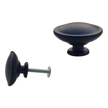 Imagem de 10 Puxador Redondo Preto Fosco Retro Gaveta, Porta, Armário - Compras 