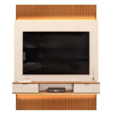 Imagem de Painel Para TV 75 Pol Canelado Extensível Piso ao Teto D04 Off White/Freijo - Mpozenato