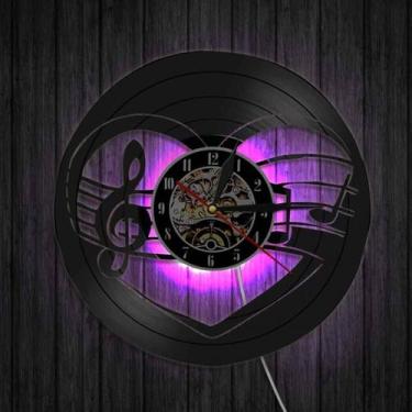 Imagem de Relógio de parede com disco de vinil musical - Relógio de parede com l