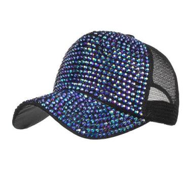 Imagem de Chapéus femininos de strass boné de beisebol feminino bling diamante c