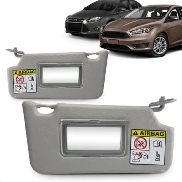 Imagem de Par Quebra Sol Focus 2014 a 2019 Cx. Espelho + Bolsa Airbag Cinza - NE