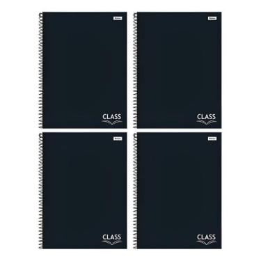 Imagem de Kit 4 Cadernos Foroni 80 Folhas Preto Basico Class Escolar, Preto Clas