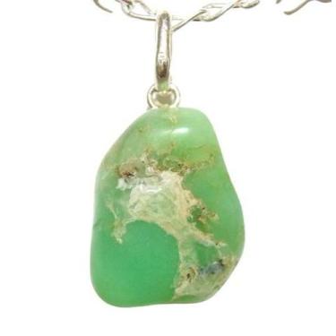 Imagem de Colar de Pedra Natural Crisoprásio com Montagem em Prata 950 - Joia Ún