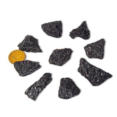 Imagem de Kit de Cascalho Bruto de Quartzo Preto Natural com Furo Vazado de 20 a