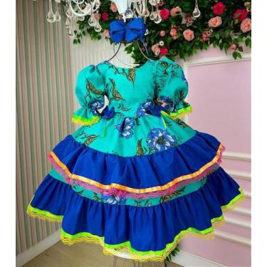 Imagem de Vestido Junino Luxo Arraia da Floresta - Tecido Tecnosoft com Forro - 