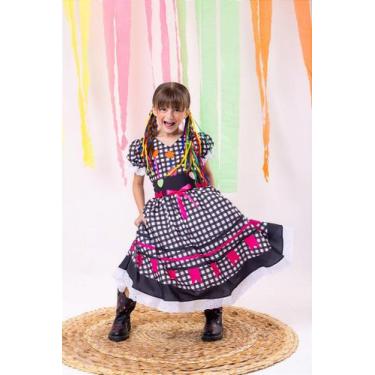 Imagem de Vestido Junino Luxo Arraia do Amor Preto - Tecido Tecnossport Plus - F