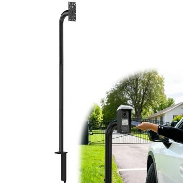 Imagem de BERXOL Teclado externo resistente e suporte de poste de montagem de caixa de correio – Pedestal universal de pescoço de ganso, compatível com teclado digital Mighty Mule, para sistemas de abertura