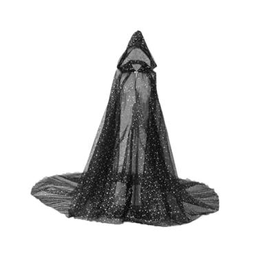 Imagem de Baoblaze Capa com capuz de Halloween, elfa brilhante, cosplay feminina para baile de máscaras de palco, Preto 130cm