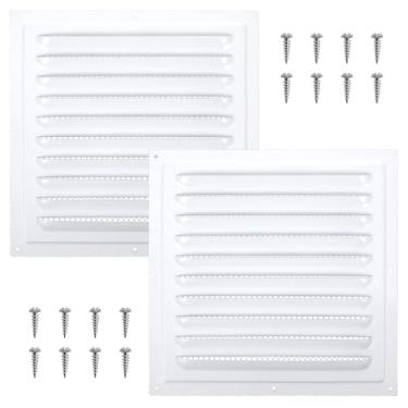 Imagem de 2 peças de ventilação de sótão, ventilação de parede de alumínio, ventilação de galpão de metal com tela de malha grade de ventilação quadrada para porta externa casa sótão garagem teto (25 x 25 cm)