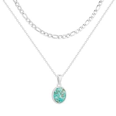 Imagem de Lauren-Spencer Colar de coração para mulheres, pingente feito à mão de aço inoxidável com turquesa natural, borda delicada em pedra de losango, presente para mãe, esposa, amiga no aniversário de