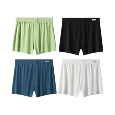 Imagem de Cuecas Boxer Masculinas De Tamanho Grande, Respiráveis, De Seda Gelada