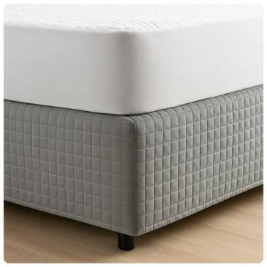 Imagem de Saia Box Matelada Tamanho Queen 1,98m x 1,58cm Cinza - Casaborda Enxov