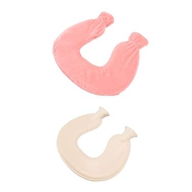 Imagem de RiToEasysports Garrafa de água Quente Em Formato de u, Pescoço, Ombro, Inverno Quente Com Capa Macia, Capacidade de 1 Litro, Ideal para Viagens (Rosa)