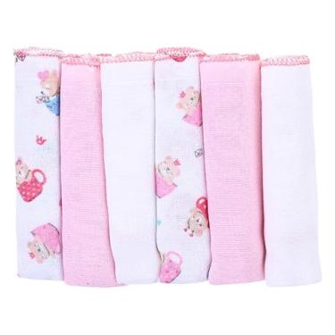 Imagem de PANO DE BOCA BUBLIM LISO E ESTAMPADA - 6 PANINHOS 34 CM X 40 CM (ROSA)