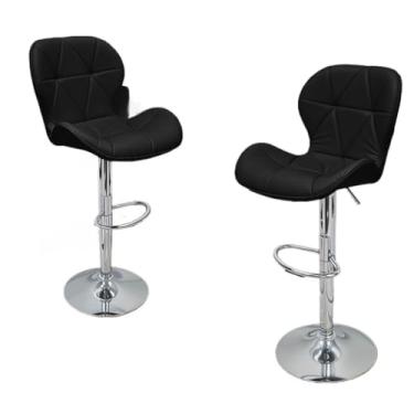 Imagem de Banquetas Alta, Kit 2 Banquetas Slim Estofada Giratória com Regulagem(Preto)