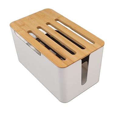 Imagem de Irfora Organizador de Caixa de Armazenamento de Roteador de Grande Espaço para Casa, Acessórios de TV Caixa de Roteador WiFi Com Capa de Bambu, para Componentes de Caixa de TV,