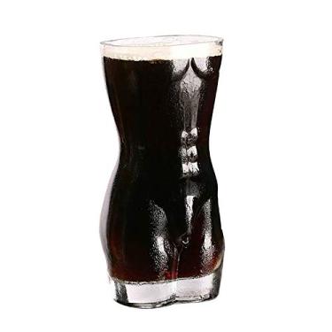 Imagem de Romehaha Copo de vinho em forma de corpo inovador, vidro transparente, capacidade de 40 ml, lavar apenas à mão (masculino-grande)