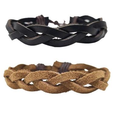 Imagem de Kit 2 Pulseira Masculina Bracelete Casual Trançado Ajustável - PENDULA