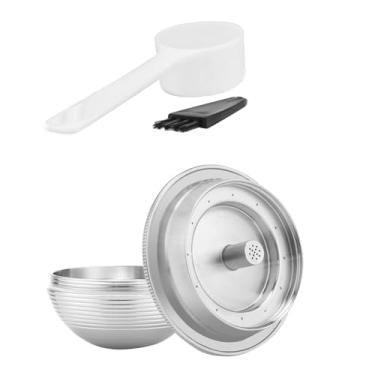 Imagem de Conjunto de cápsulas de café reutilizáveis de aço inoxidável + colher para cafeteira NESPRESSO Vertuoline GCA1