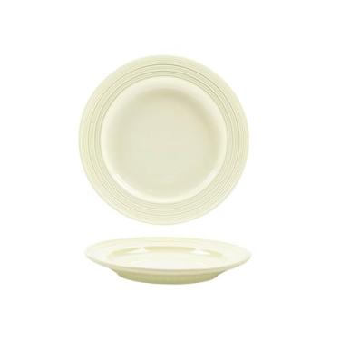 Imagem de Pratos de porcelana branco leitoso sob o esmalte, utensílios de mesa personalizados requintados para uso doméstico - prato de 25 cm