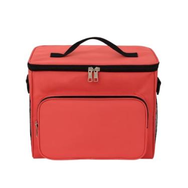 Imagem de Bolsa Térmica Média Portátil, Lancheira com Isolamento Térmico, Poliéster, 4 Divisórias, Alça Ajustável, para Academia, Viagem, Praia, Piquenique (Vermelho)