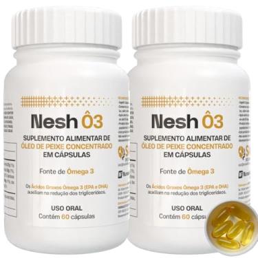 Imagem de Nesh Ô3 Ômega 3 1650mg (EPA 990mg e DHA 660mg) - Cardiovascular e Mental, Auxilia na Redução de Triglicerídeos - Odor Free - KIT C/2 FRASCOS - 120 caps - Certificado MEG 3