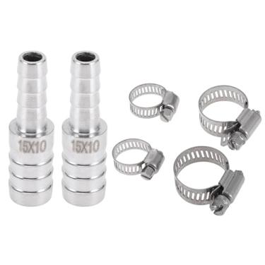 Imagem de Generic 1 conjunto de acessórios de mangueira de 19/81 x 60/64 polegadas redutor de emenda para ar, água, óleo, gás, combustível, aço inoxidável, tom prateado com braçadeiras