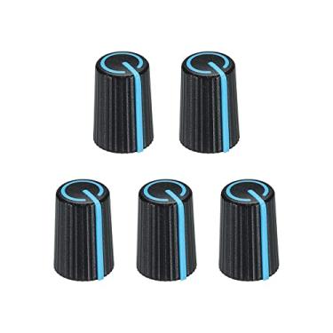 Imagem de Botão de controle de potenciômetro ABS para guitarra elétrica, amplificadores de potência, estéreos, tom de volume baixo, botão rotativo de 270 graus, 6 mm, eixo tipo D, preto, azul, 5 peças