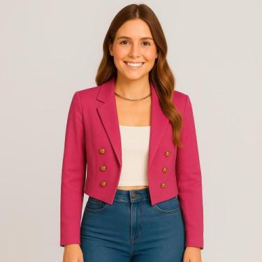 Imagem de Blazer Feminino Casaquinho Alfaiataria Casaco Social Com Botão Lindo G