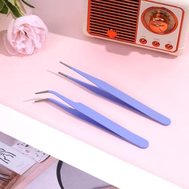 Imagem de Pinças adesivas, 2 peças de pinças de arte de unha de extremidade dupla, incluindo ponta reta e curva (roxa)