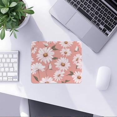 Imagem de Mouse pad hippie rosa margarida, boho retrô anos 70, margarida, mousepad para casa, escritório, dormitório, laptop, computador, acessórios de mesa, suprimentos, margaridas, presente para mulheres, 21