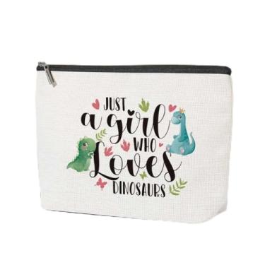 Imagem de Bolsa de maquiagem de dinossauros fofos, bolsa de cosméticos de animais fofos, organizador de higiene pessoal para amantes da natureza-23, LCS multicolorido 00226, 9.6 × 7 × 2 inches, Tendência