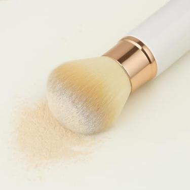 Imagem de Pincel de maquiagem grande portátil – Ferramenta de beleza multifuncional para mulheres, fácil de viajar, macio e durável – 10 cm x 3 cm (branco)