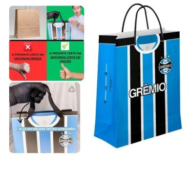 Imagem de Sacola M Papel Off-Set Alça Gorgurão Time Grêmio Oficial Do