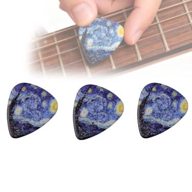 Imagem de Pacote Com 3 Paleta De Guitarra Jazz,PadrãO De Aquarela, 0,46/0,71/0,96 mm, 3 Espessuras Diferentes Para AcúStico, EléTrico E Baixo