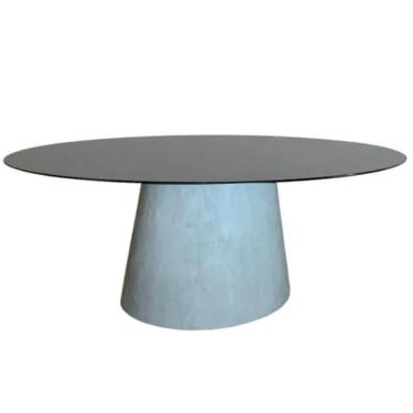 Imagem de Mesa De Jantar Cone 120X80 Cm Laqueada Cimento QueimadoPreto