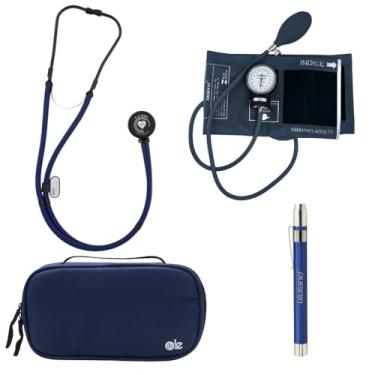Imagem de KIT Estetoscópio Rappaport PA MED Azul Black + Esfigmo + Case + Lanterna