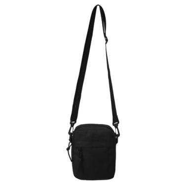 Imagem de Bolsas de telefone para estudantes de lona simples com zíper bolsas mensageiro bolsa masculina ajustável masculina (preto)