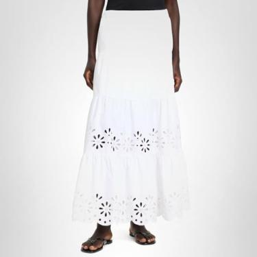 Imagem de kate spade new york Saia maxi feminina margarida em camadas, Branco fresco, GG