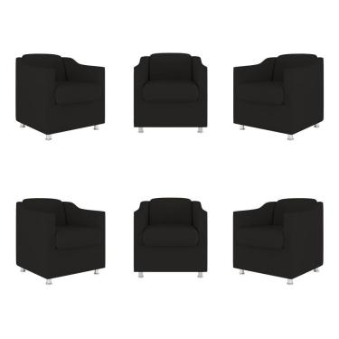 Imagem de Kit 06 Poltronas Tilla Consultório Recepção Sala Suede Balaqui Decor Cor:preto
