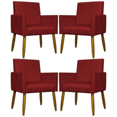 Imagem de Kit 4 Poltronas Decorativa Para Sala Recepção Consultório Escritório Mari Suede
