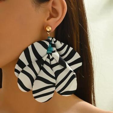 Imagem de Brincos florais para mulheres, brincos de flores, brincos de ouro, turquesa, com estampa de leopardo, estampa de zebra, El brinco boêmio, acessórios, joias, presentes