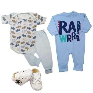 Imagem de Kit Roupinhas de Bebê 4 Peças Body Mijão Macacão e Sapatinho - Koala B