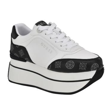 Imagem de GUESS Camrio Tênis feminino, Logotipo branco/preto 142, 34