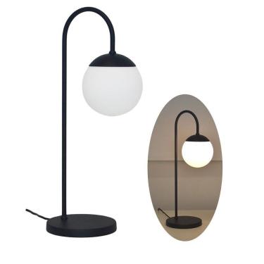 Imagem de Abajur Luminária Mesa Jabuticaba Curvado Preto Globo Vidro