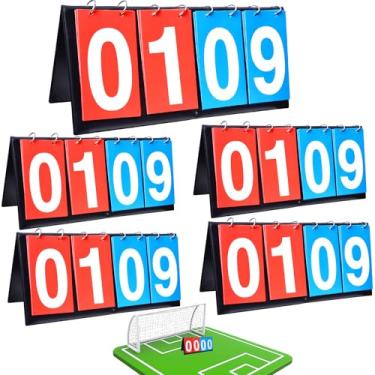 Imagem de APORO 4 Digitals Scoreboard Score Keeper Flipper (5 peças) para basquete, futebol, vôlei, tênis, esportes