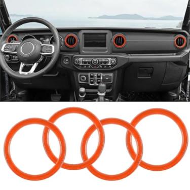 Imagem de 4 peças Kit de acabamento interior painel ar condicionado anel de ventilação anel acabamento anel capa acessórios interiores compatíveis com Jeep Wrangler 2018-2023 JL & 2020-2023 Gladiator JT